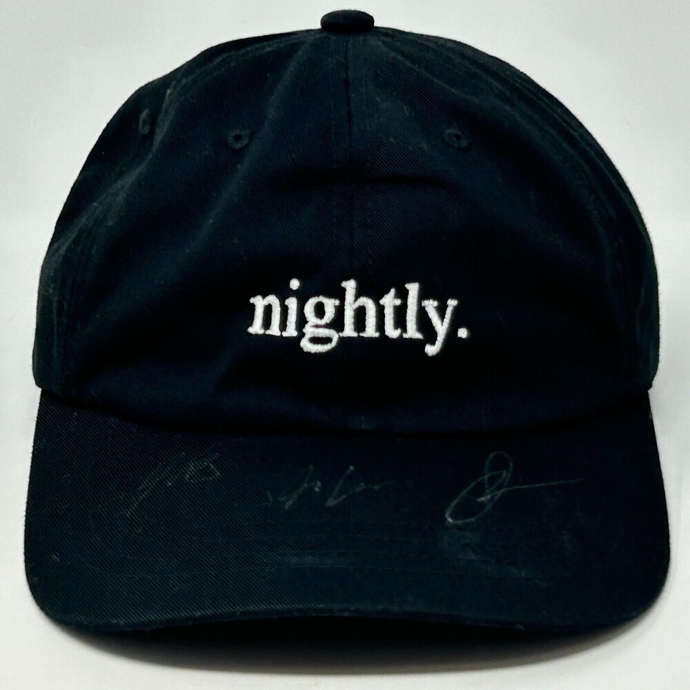 Nightly Pop Band Signed Dad Hat Baseball Cap Black Autographed Strapback 6 Panel